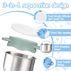 Mity Rain petal-opening lid shown for easy access by kids.