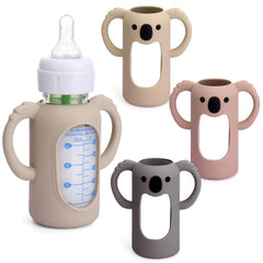 Mity Rain silicone sleeve on Dr Brown's 4oz bottle with handle guards against drops.
