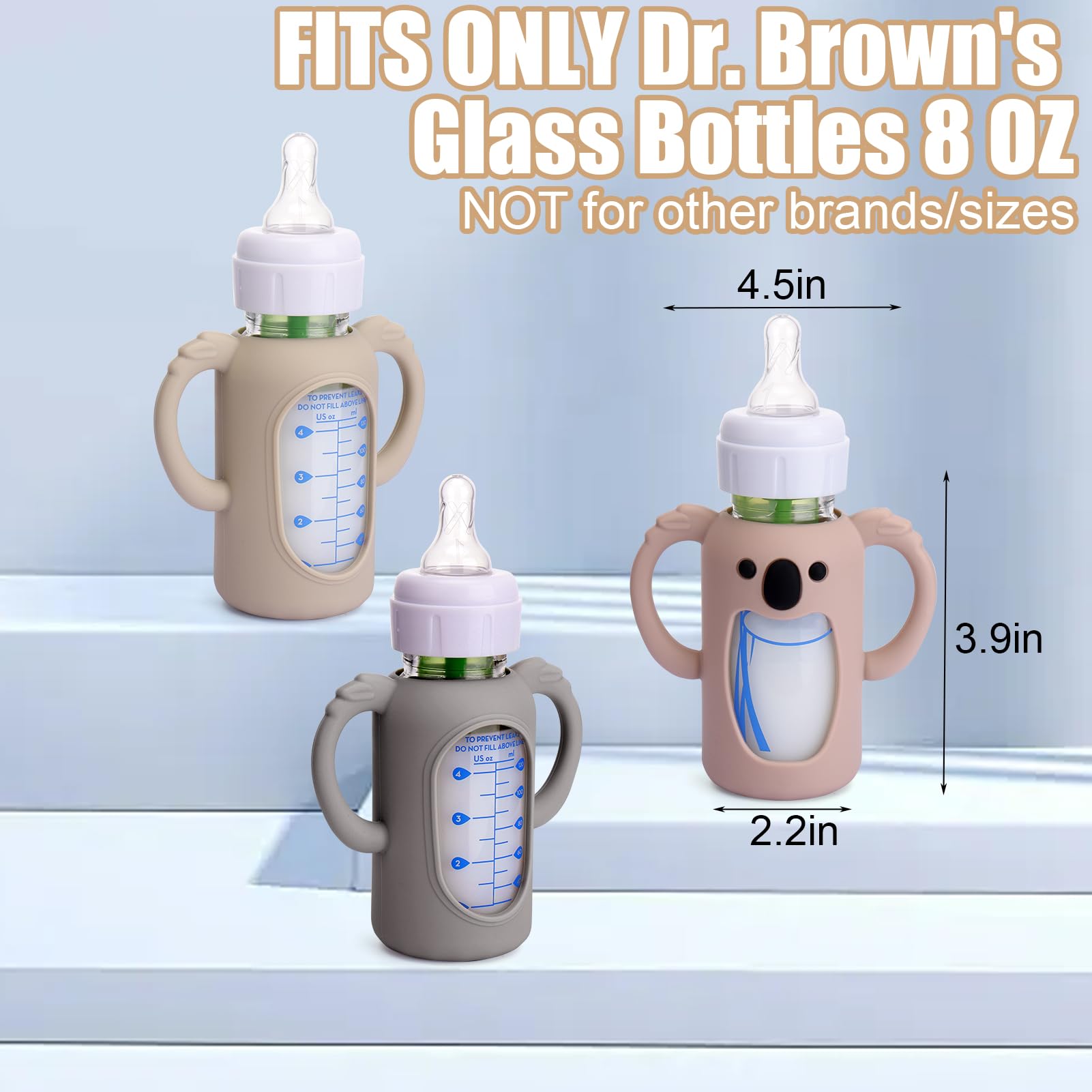 Mity Rain protective sleeve closeup highlights drop-resistance for glass bottles.