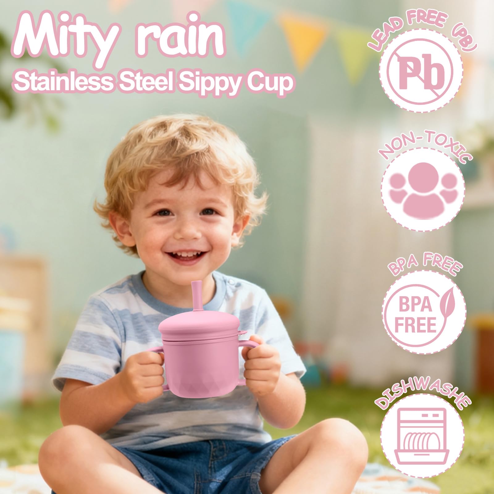Mity Rain stainless steel body showcases durability and a comfortable grip.
