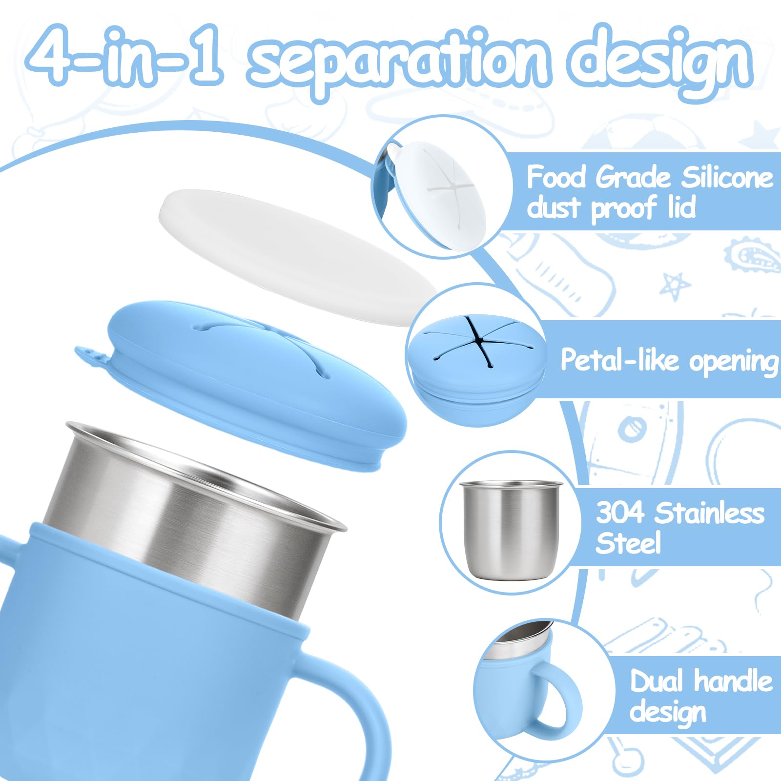 Mity Rain petal lid enables easy grabbing and quick snacking