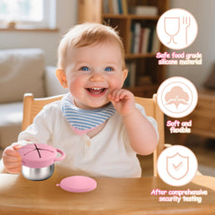 Mity Rain dual-handles support independent self-feeding for toddlers.