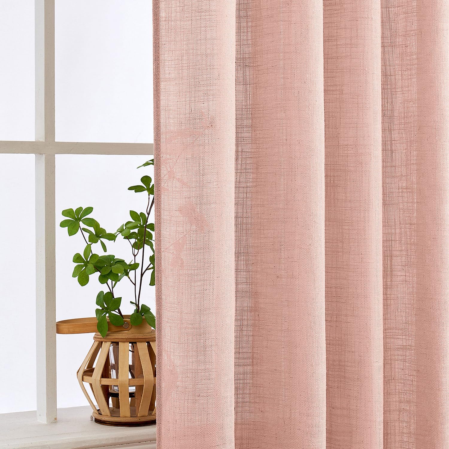 MIULEE blush pink linen curtains diffused privacy while softening daylight