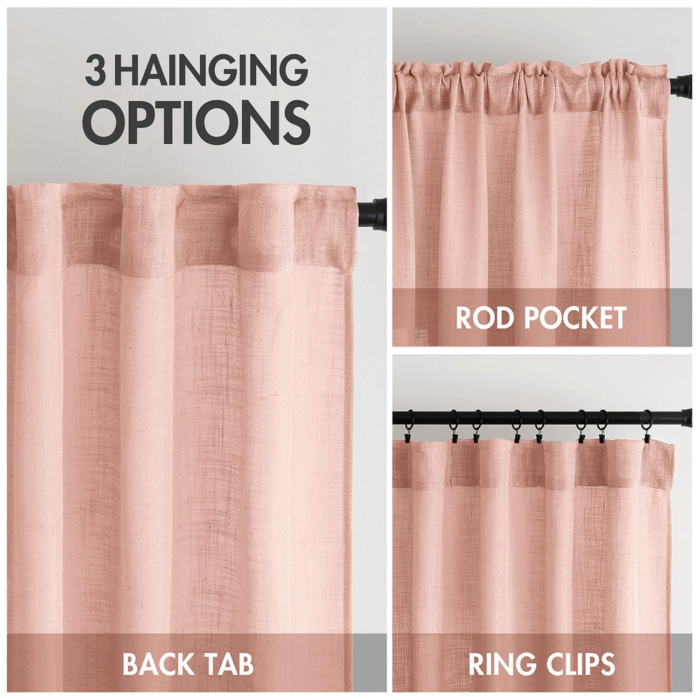 MIULEE blush pink linen curtains window setup displaying versatile semi-sheer light filtering