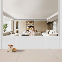 Miumoon 200-inch retractable gate fully extended for wide doorway safety and childproofing.