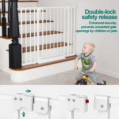 Miumoon baby gate showing a 22-inch walk-through for easy passage