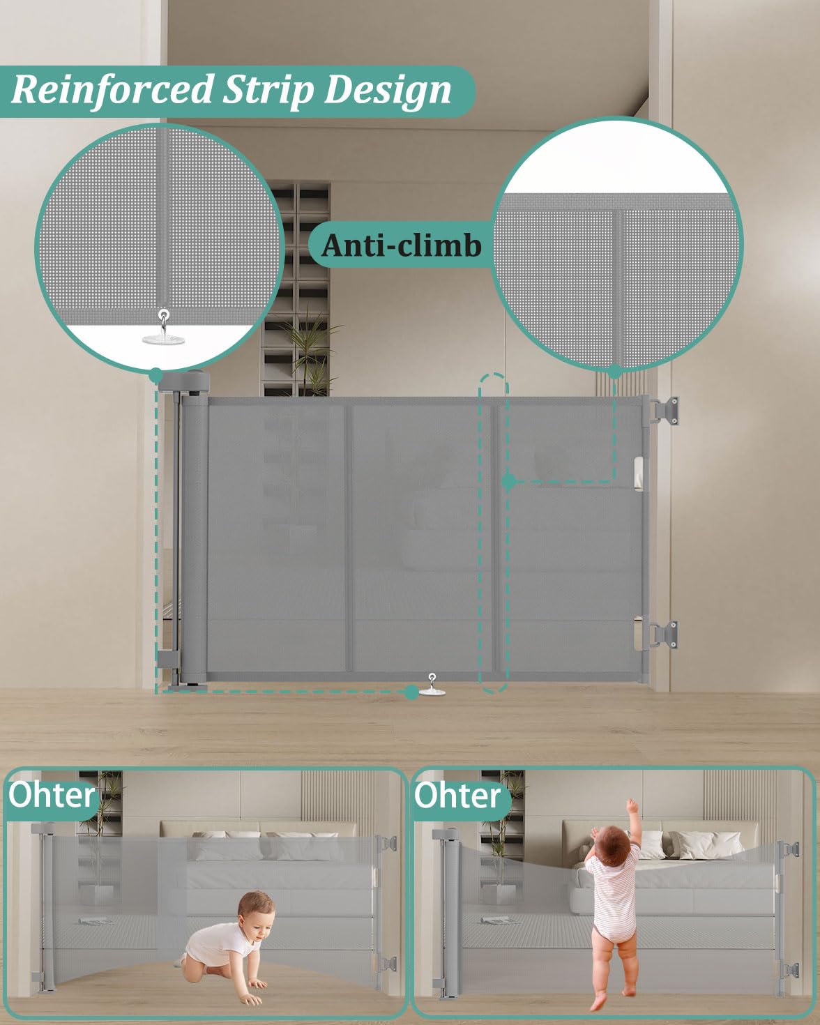 Miumoon fiber-bar design retractable gate demonstrating smooth retraction.