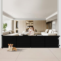 Miumoon retractable baby gate 200inch wide with reinforced design for stable passage.