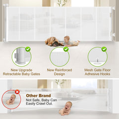 Miumoon retractable baby gate reinforced-fiber-bar highlights stability and smoother retraction