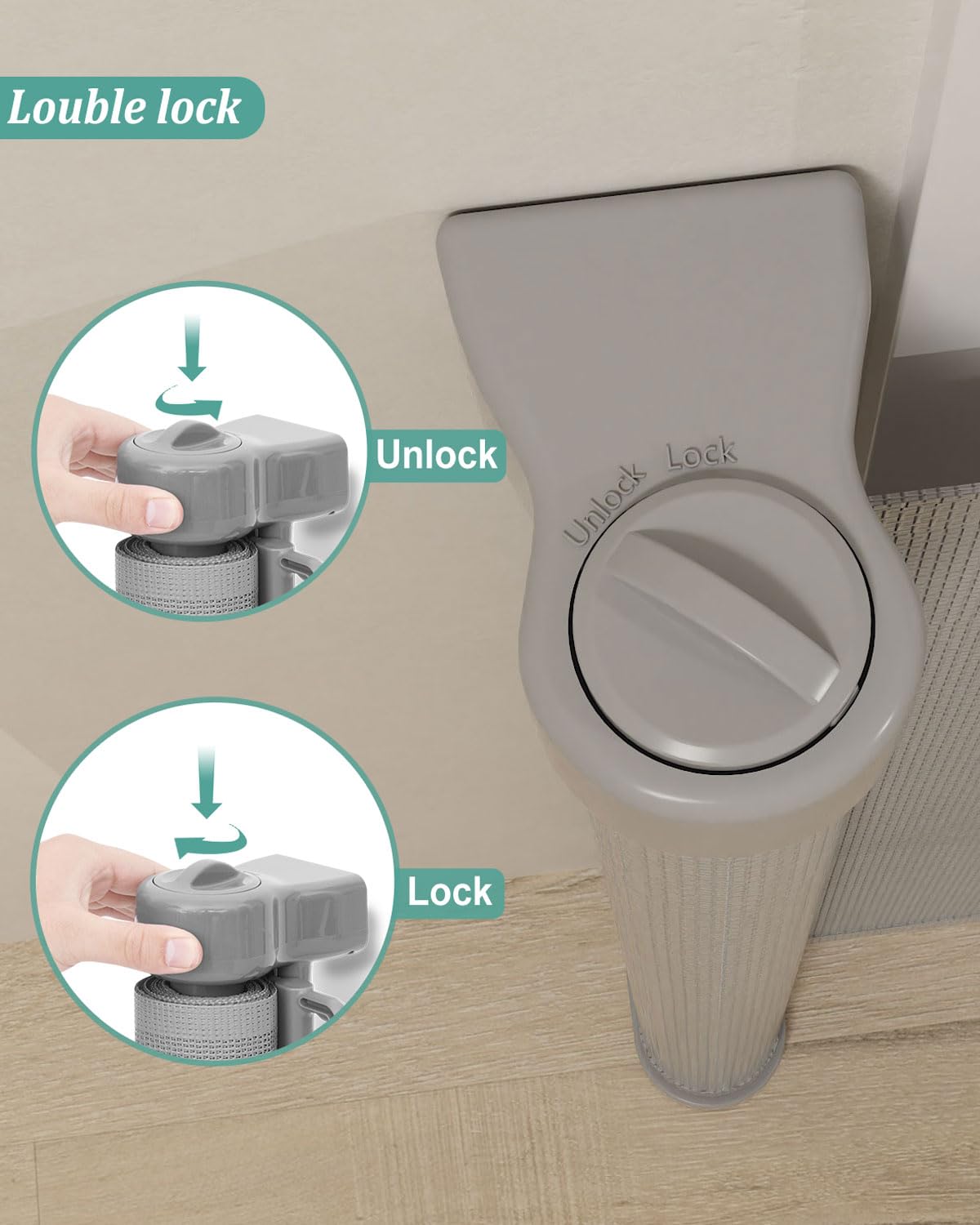 Miumoon retractable gate in use on stairs shows safe barrier for pets
