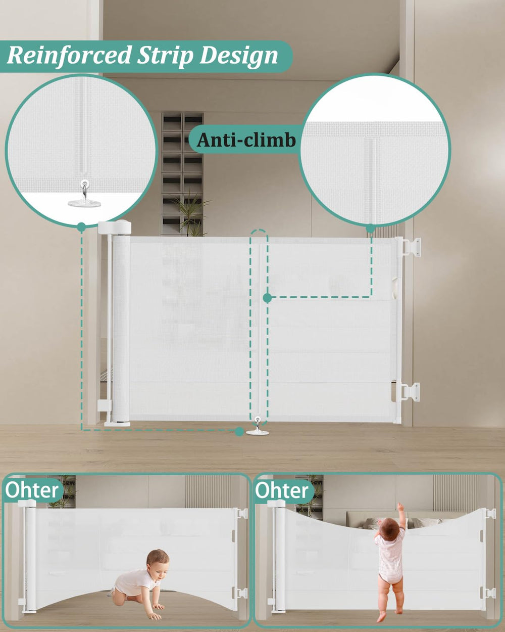 Miumoon retractable gate installation hardware ready for quick, secure mounting on doorways.