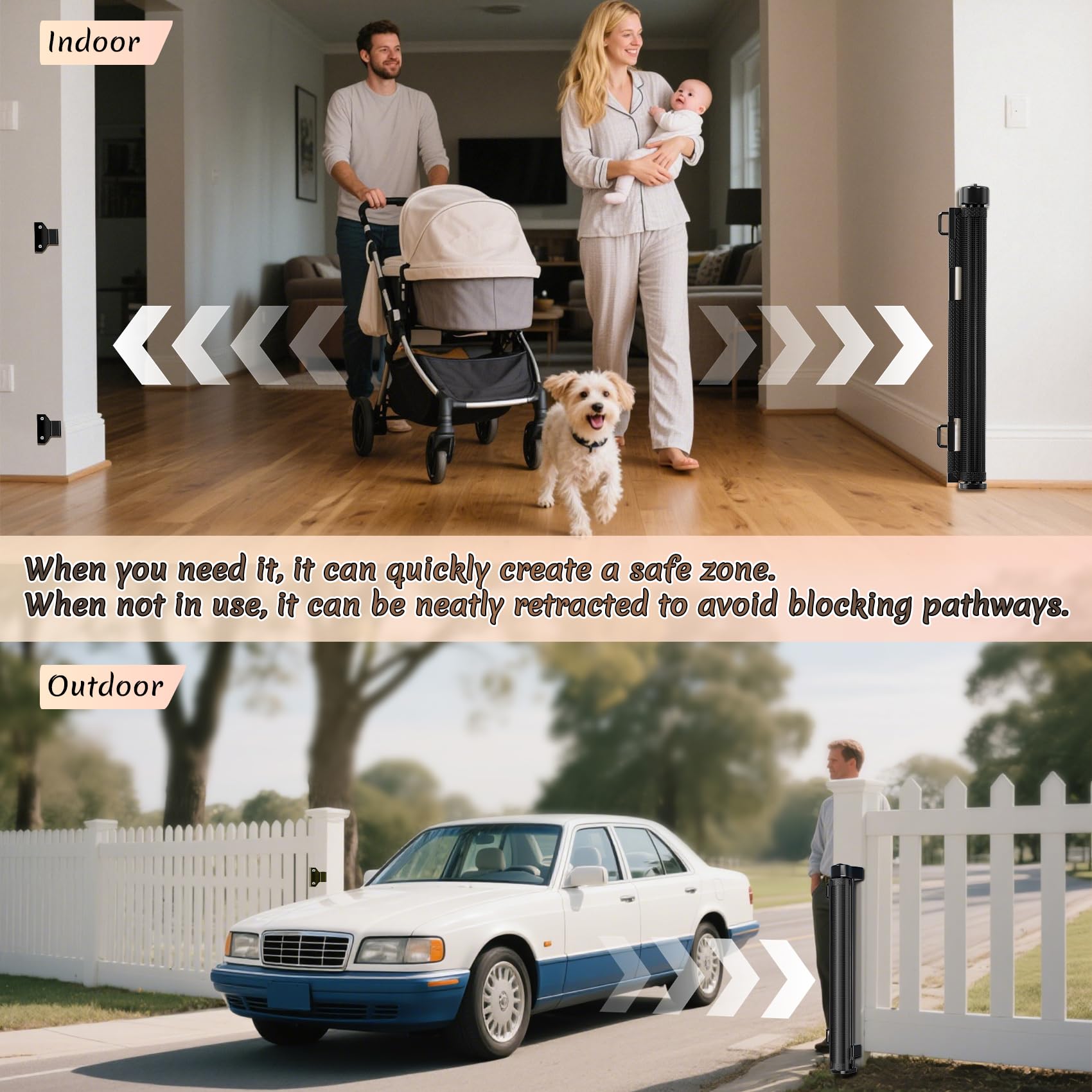 Soft mesh reduces potential injuries as babies play near the gate.