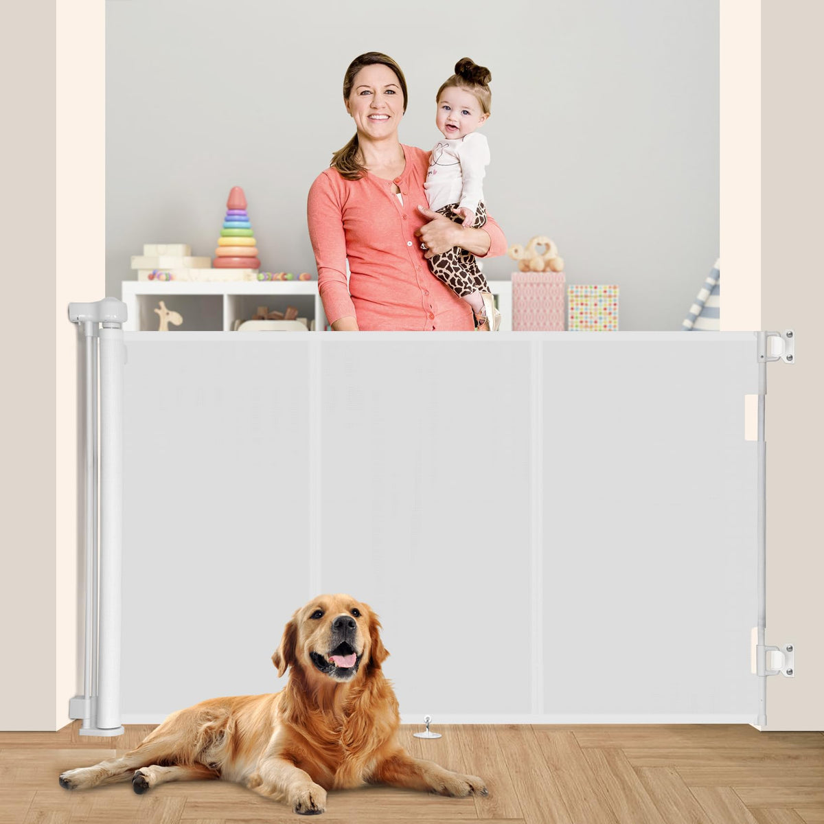 Miumoon retractable gate at stairs top installation for safe access.