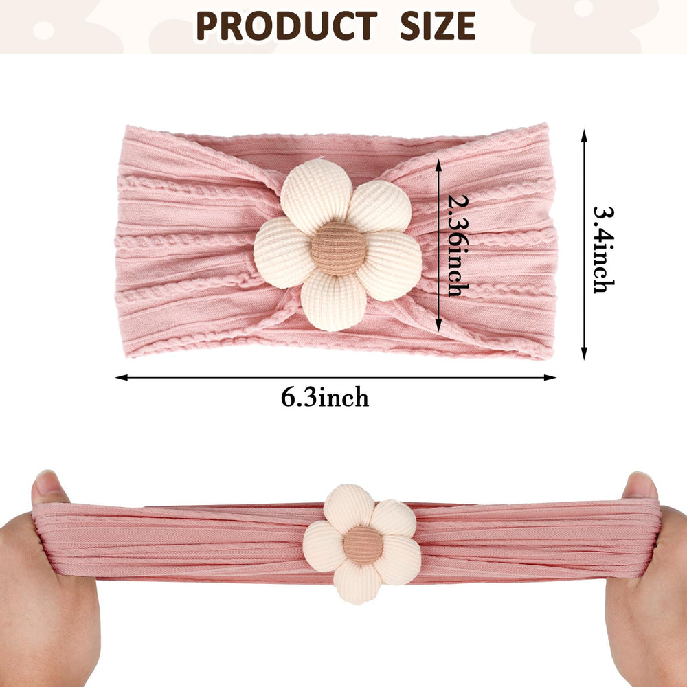 MIUXUESO pink baby flower headband with secure elastic for everyday wear