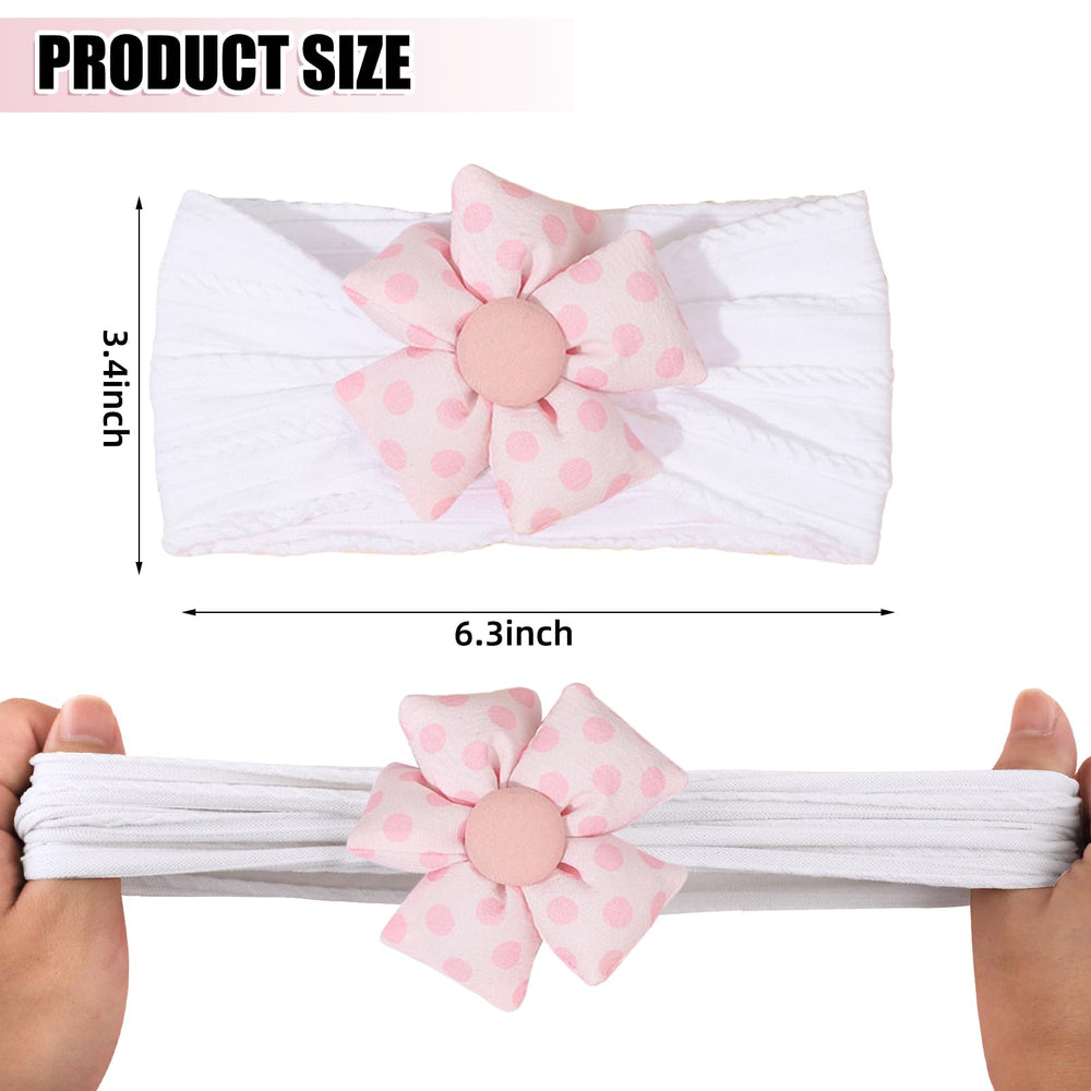 MIUXUESO pink flower headband on toddler, a cute everyday accessory and outfit finishing touch.