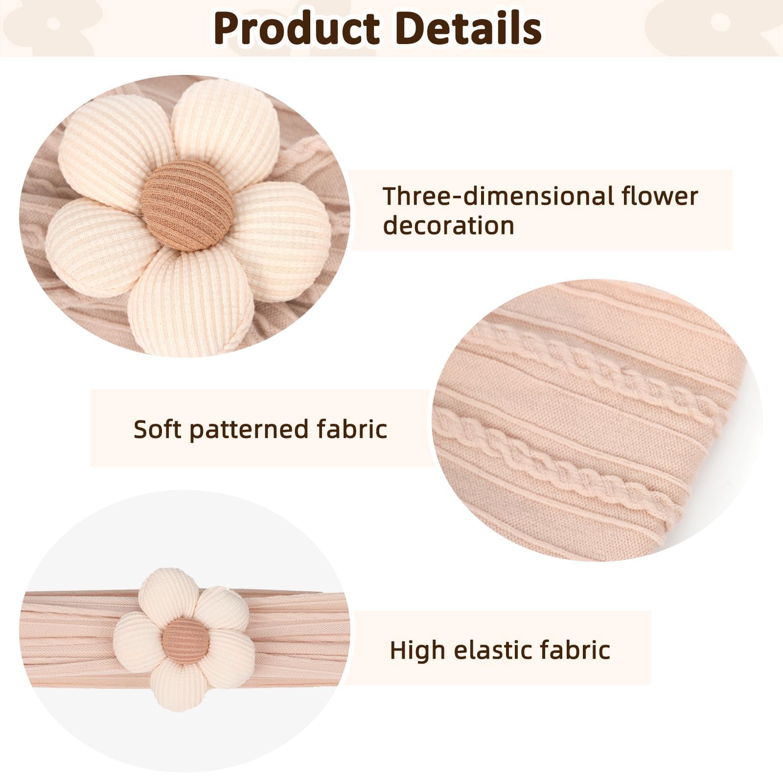 MIUXUESO trio color set headbands on a newborn, showcasing versatile styling options