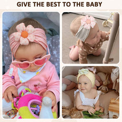 MIUXUESO white flower headband on baby, versatile for formal events and photos.