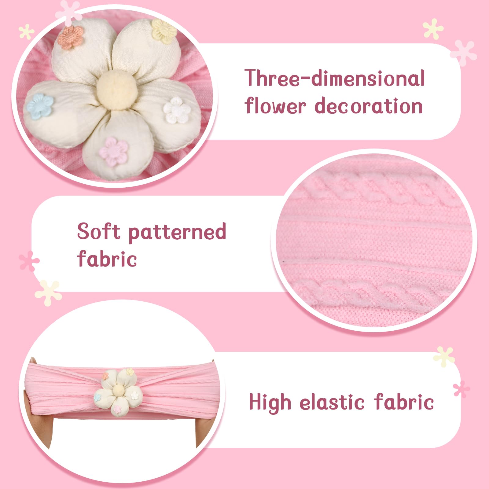 MIUXUESO khaki flower headband—lightweight nylon that stays put through errands