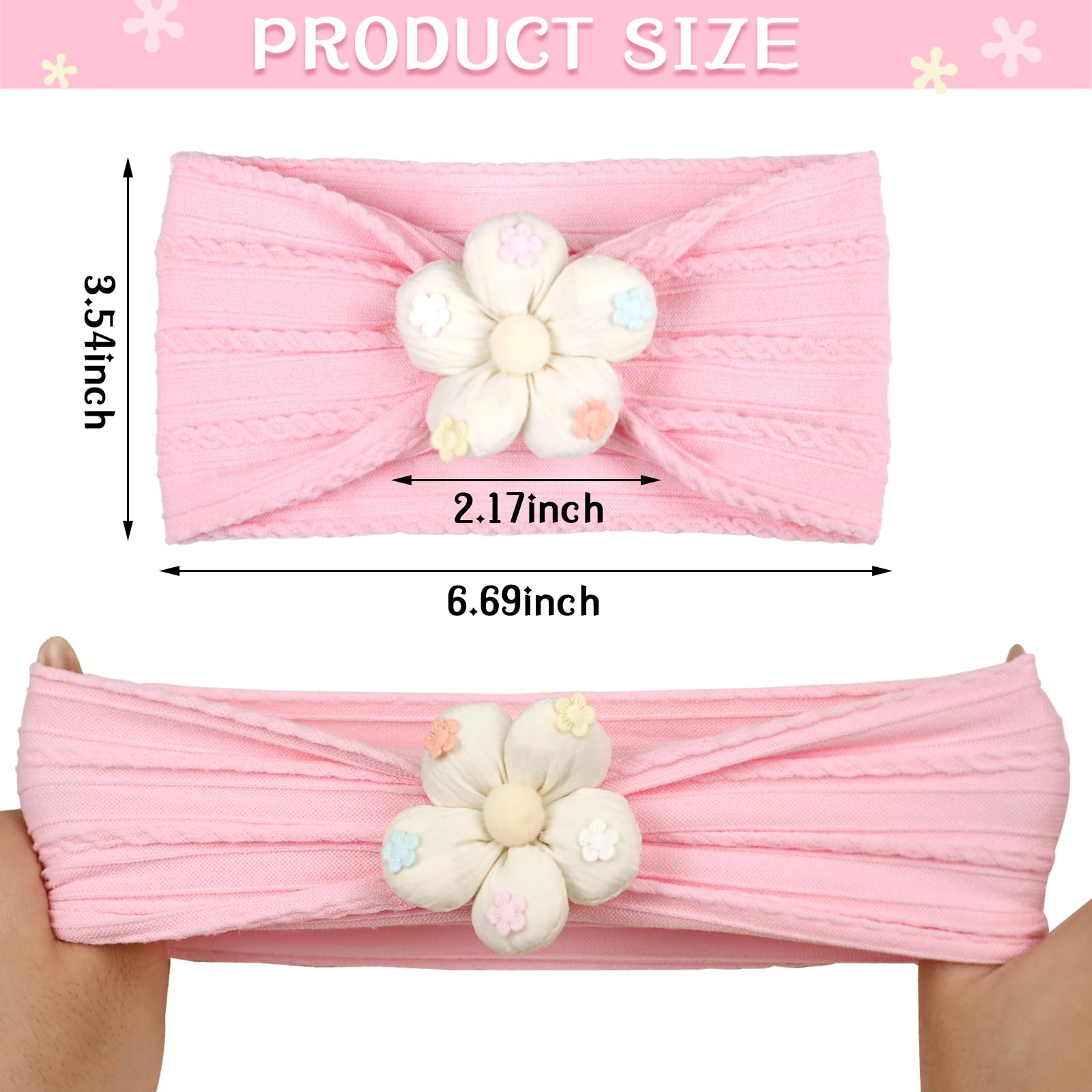 MIUXUESO pink flower headband—elastic, secure comfort for photo shoots
