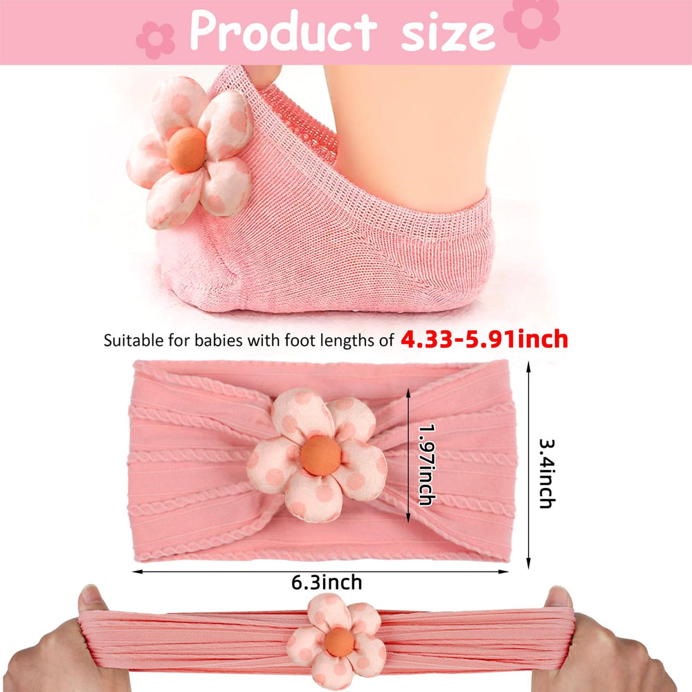 MIUXUESO socks pink 6-12 months three-pair set with gentle non-slip grips