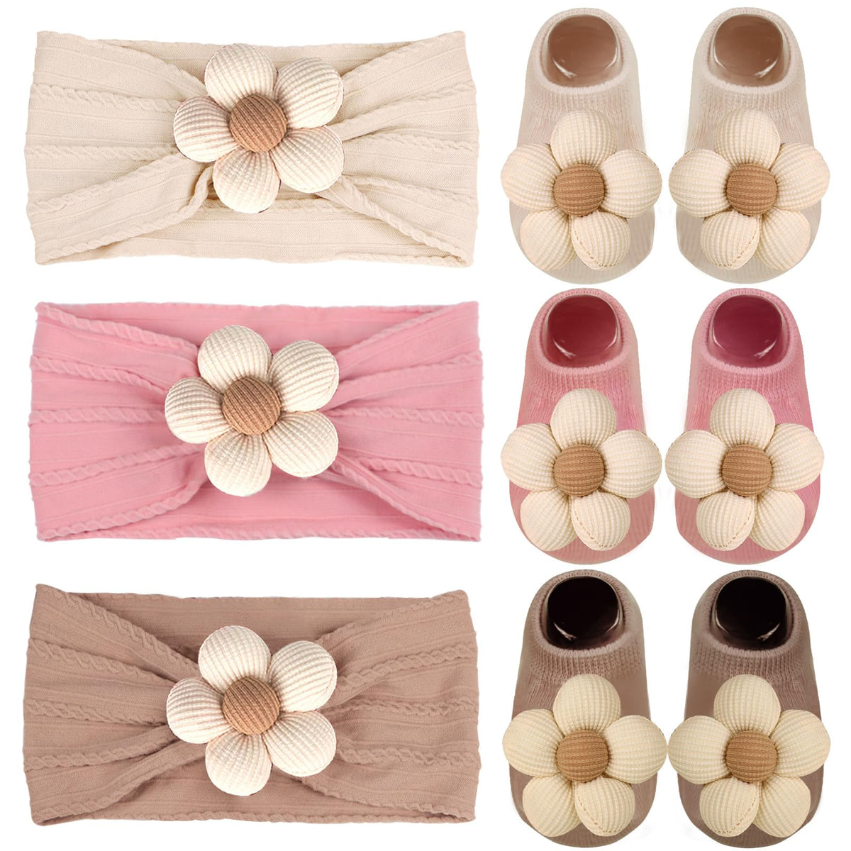 MIUXUESO beige flower headbands for adorable photoshoots