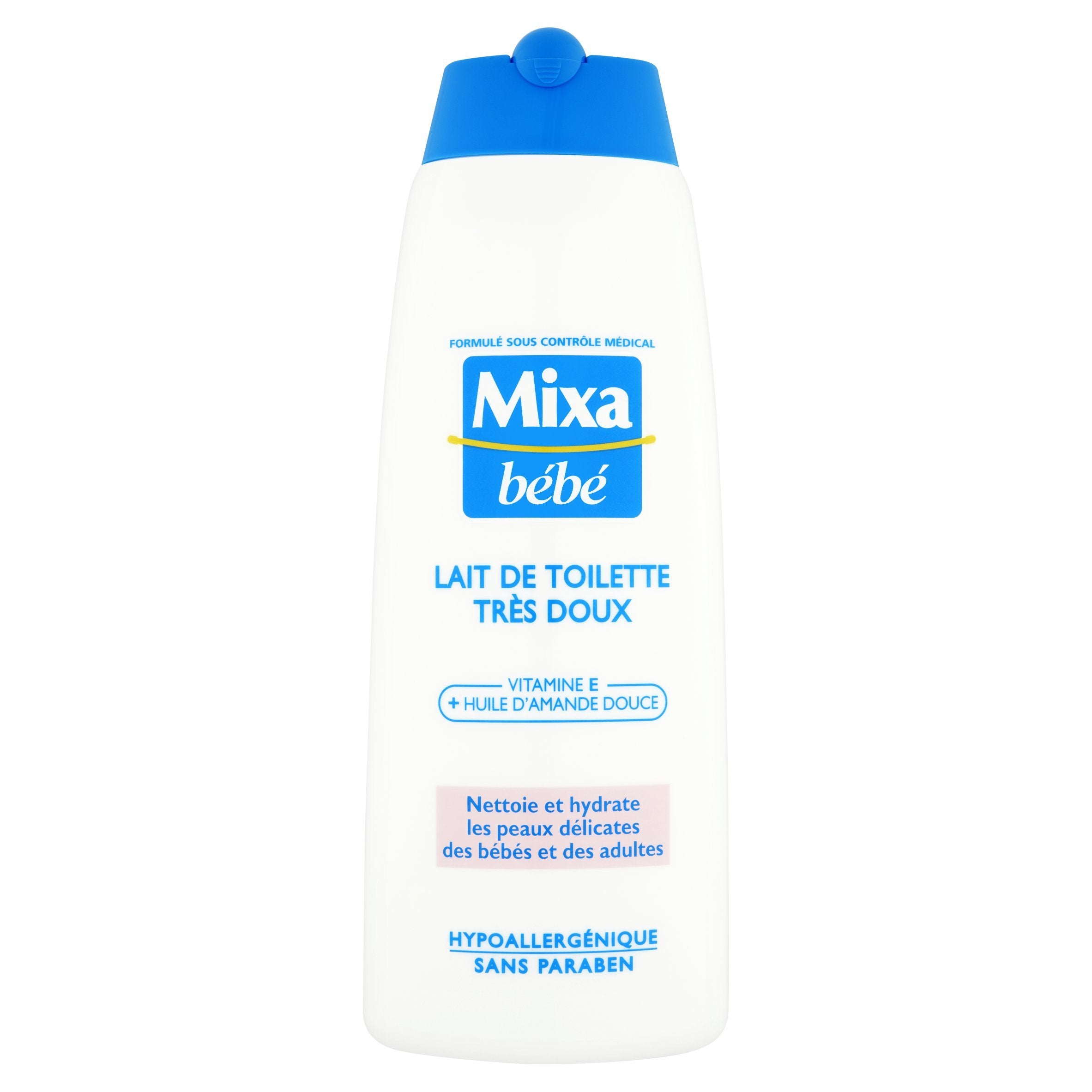 Mixa Bébé Lait de Toilette bottle close-up for gentle daily skin nourishment