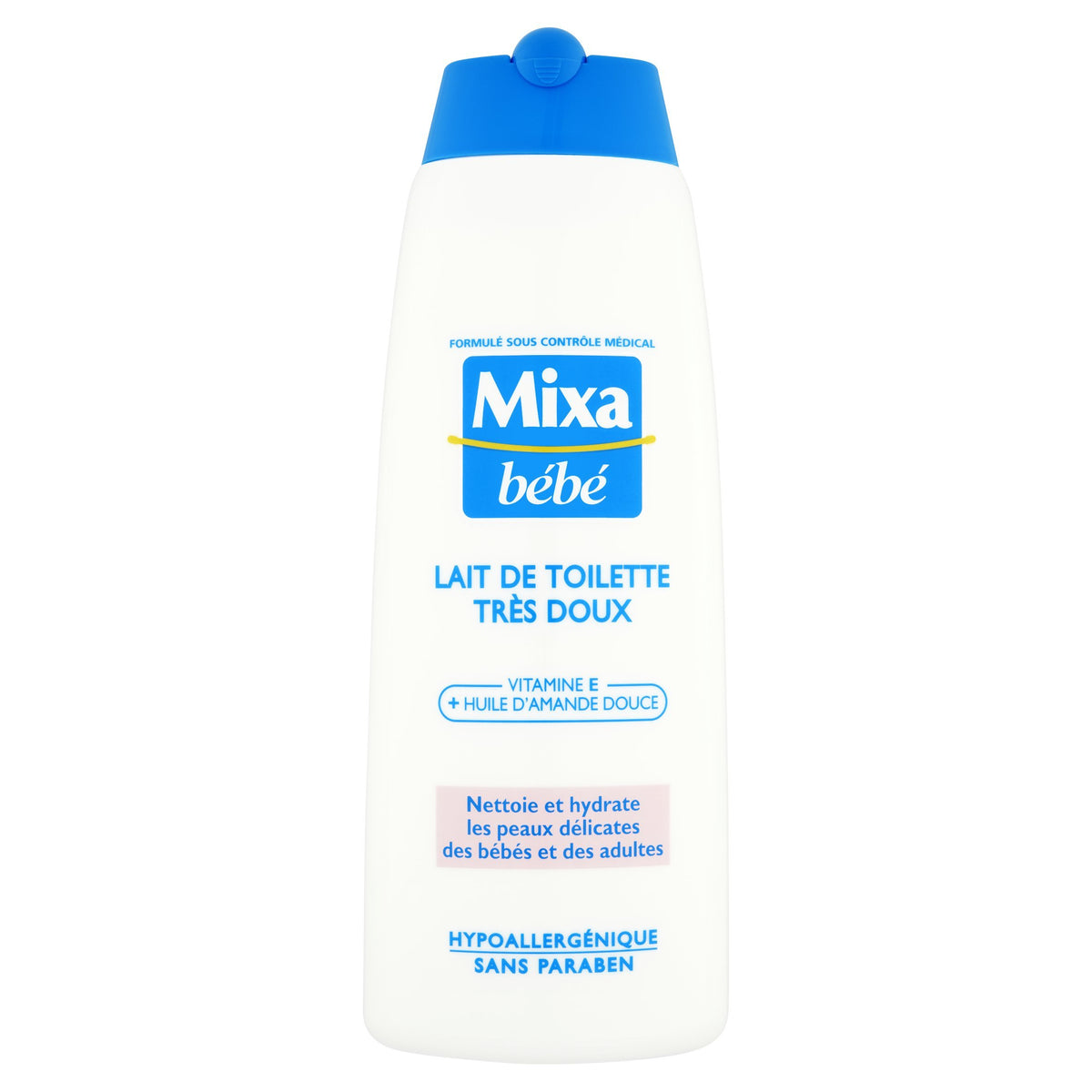Mixa Bébé Lait de Toilette bottle close-up for gentle daily skin nourishment