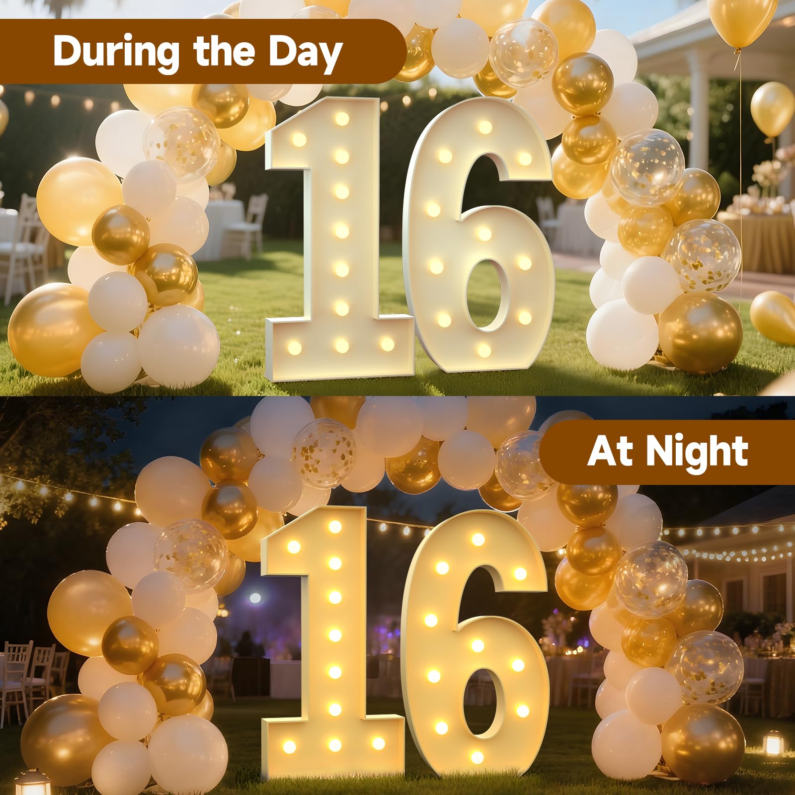Mixifox marquee numbers 16 backdrop-ready display enhances party entrances and photos