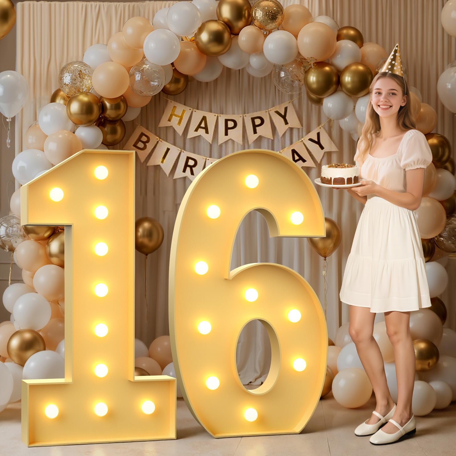 Mixifox 4ft marquee numbers 16 setup ready for bold birthday photo backdrops