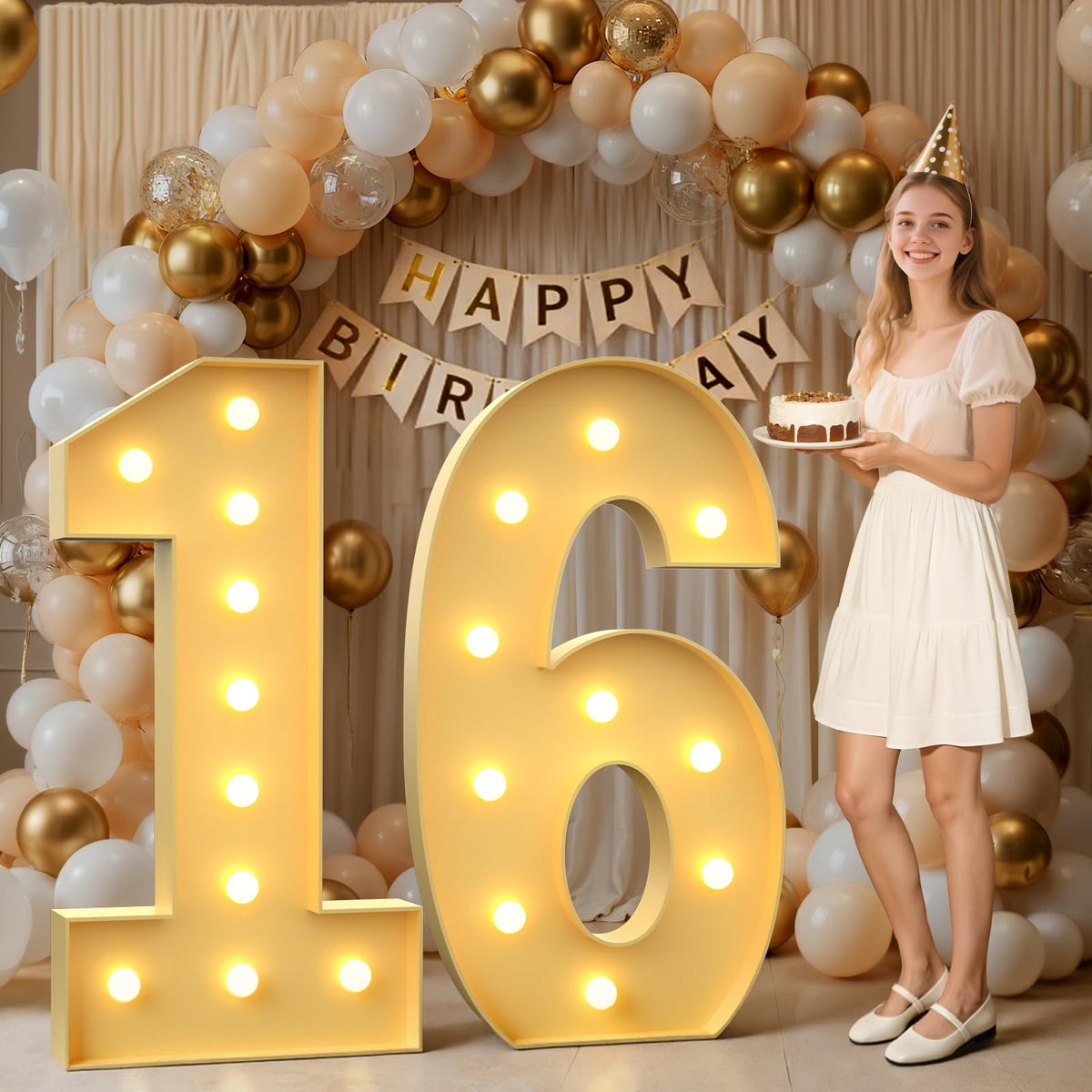 Mixifox 4ft marquee numbers 16 setup ready for bold birthday photo backdrops