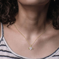 MIXJOY Angel Wings Heart Necklace close-up highlights the winged pendant for remembrance.