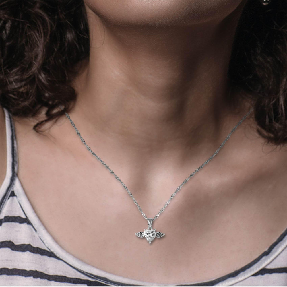 MixJOY Angel Wings Heart Necklace pendant close-up highlighting memory