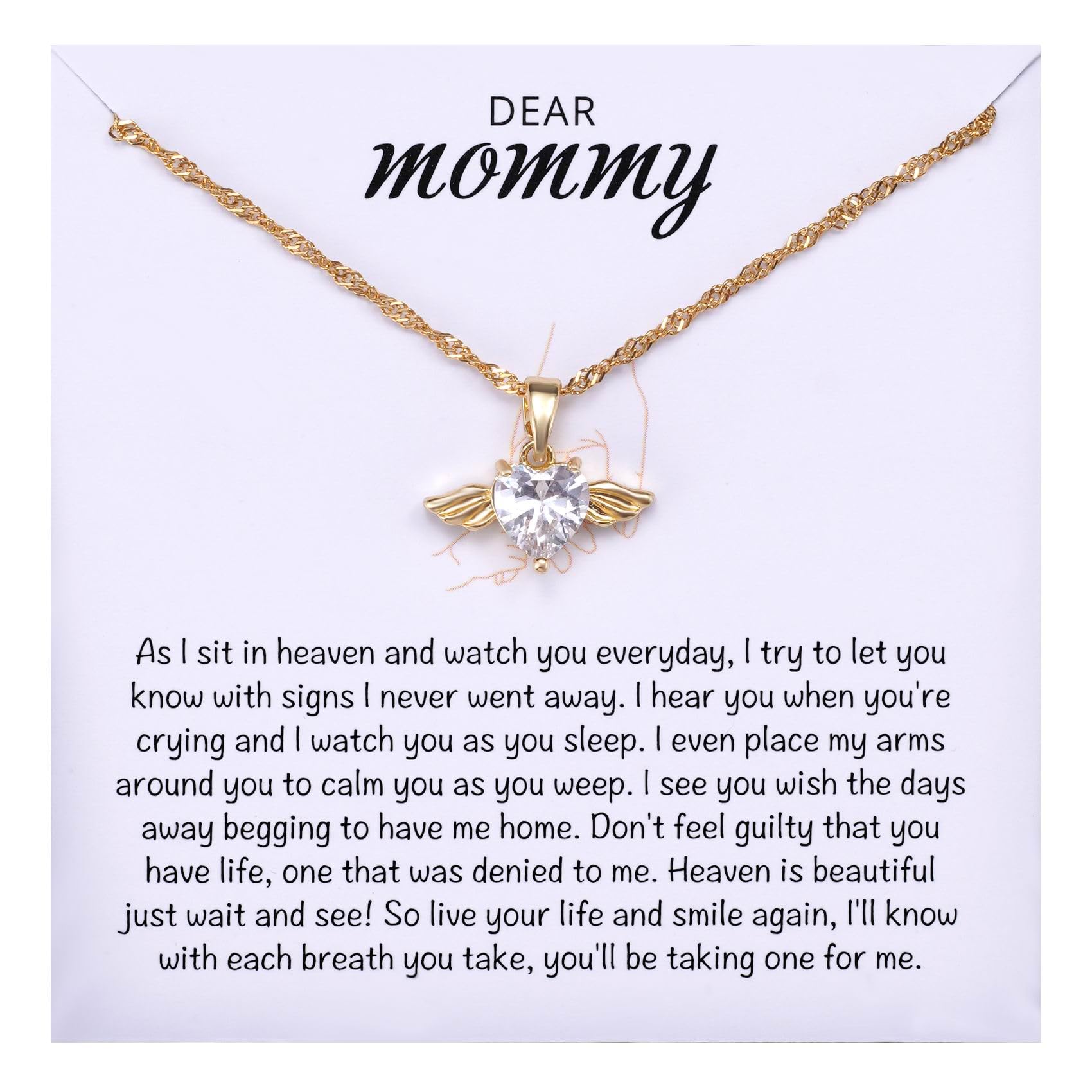 MIXJOY Mama of an Angel Baby Necklace gold close-up shows a memorial keepsake.