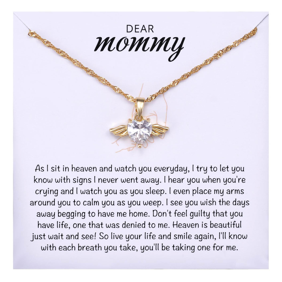 MIXJOY Mama of an Angel Baby Necklace gold close-up shows a memorial keepsake.
