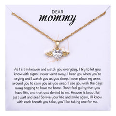 MIXJOY Mama of an Angel Baby Necklace gold close-up shows a memorial keepsake.