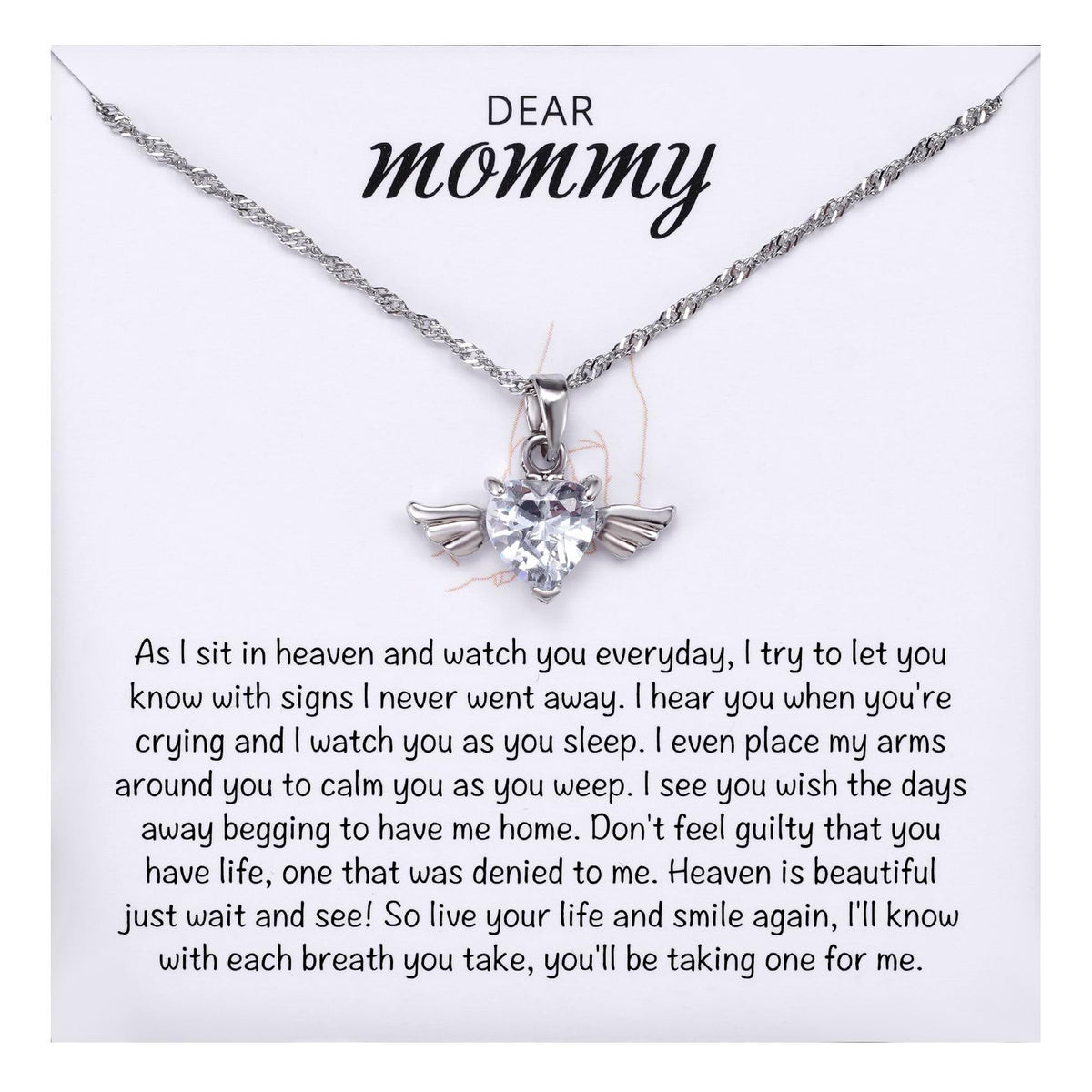 MixJOY Mama of an Angel Necklace gift box image with card for remembrance
