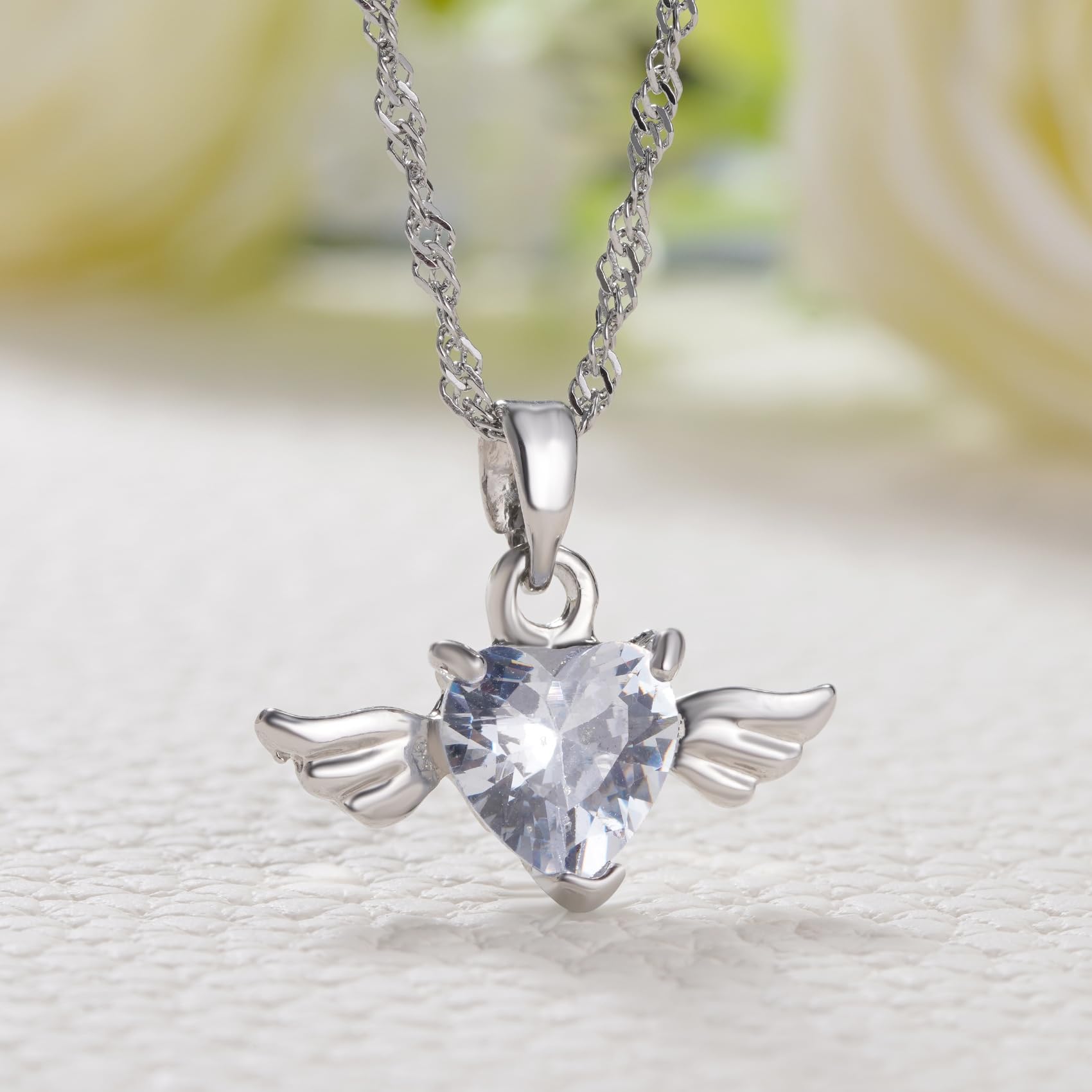 MixJOY Silver Mama of an Angel Necklace close-up showing chain and pendant