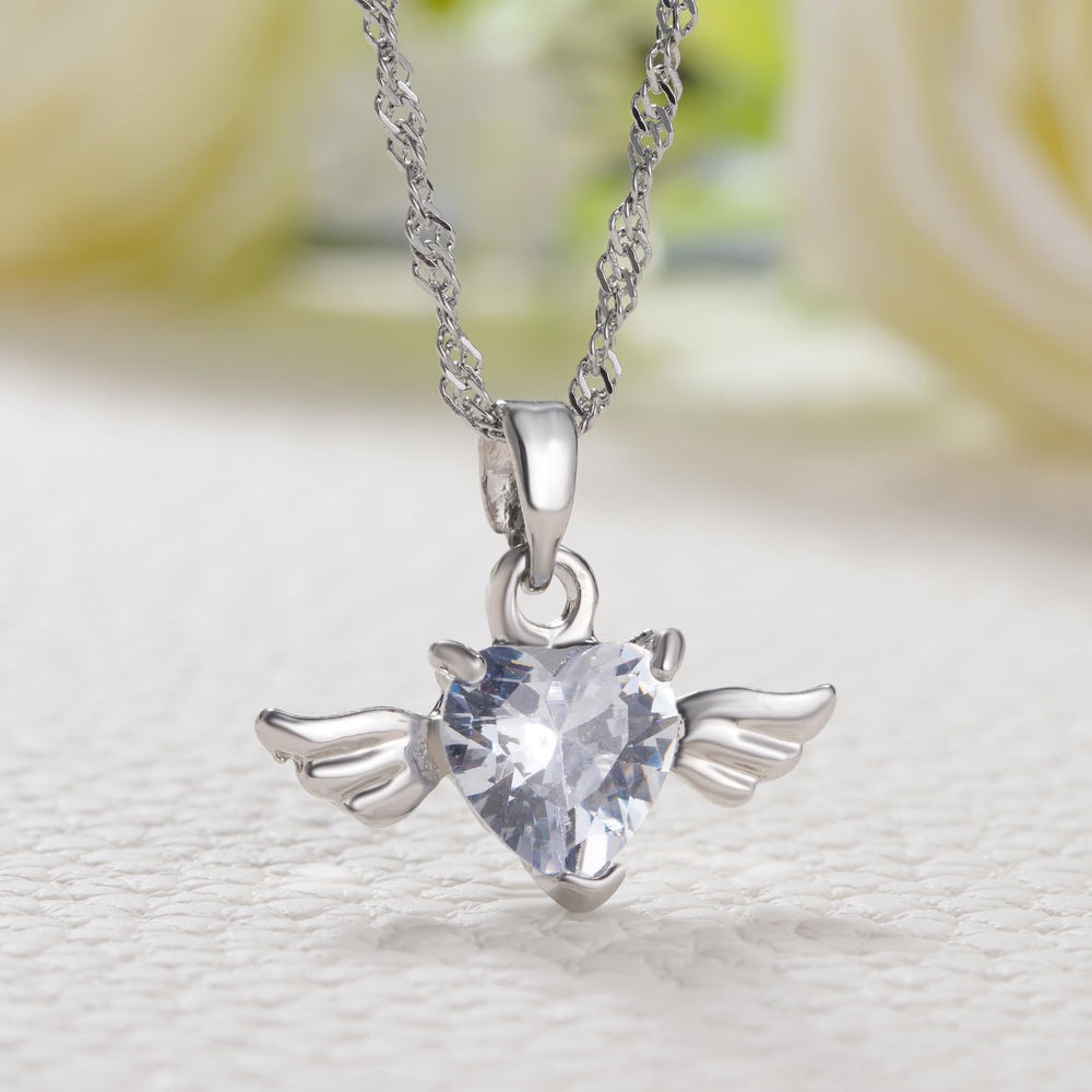 MixJOY Silver Mama of an Angel Necklace close-up showing chain and pendant