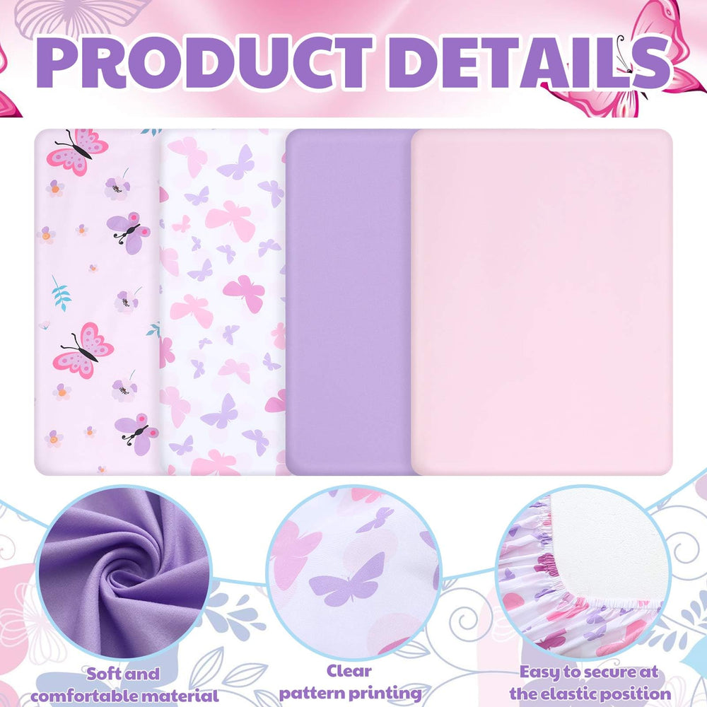 Mixweer butterfly-design crib sheets with patterns for visual development
