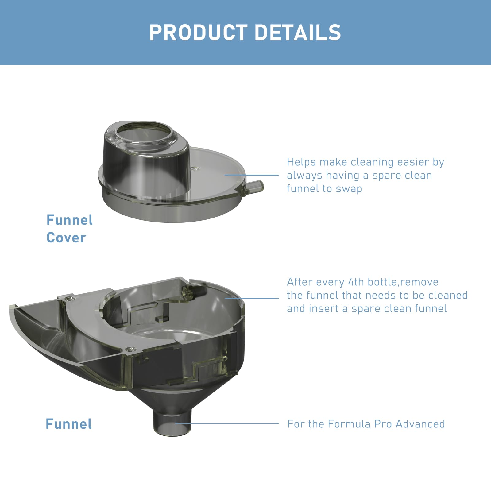 Mixzeny Baby Brezza replacement funnel cover for easy cleanup and secure fit.