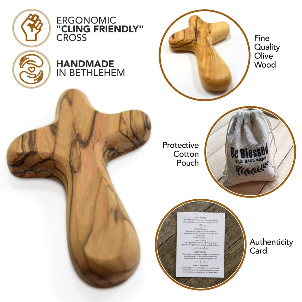 MIZZE cross in natural cotton pouch ready for gifting and safekeeping