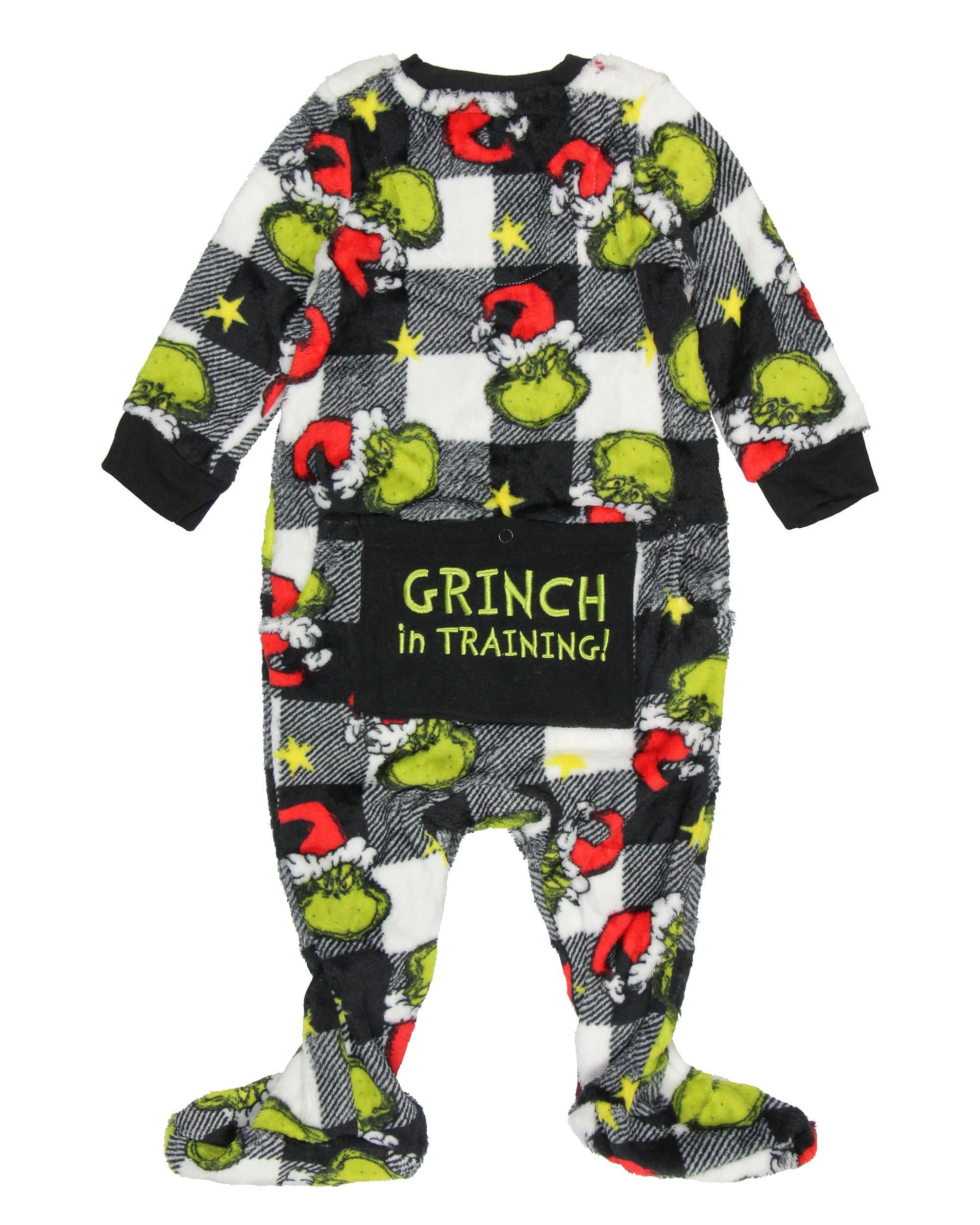 MJC Grinch sleeper front zipper with neck snap for easy dressing