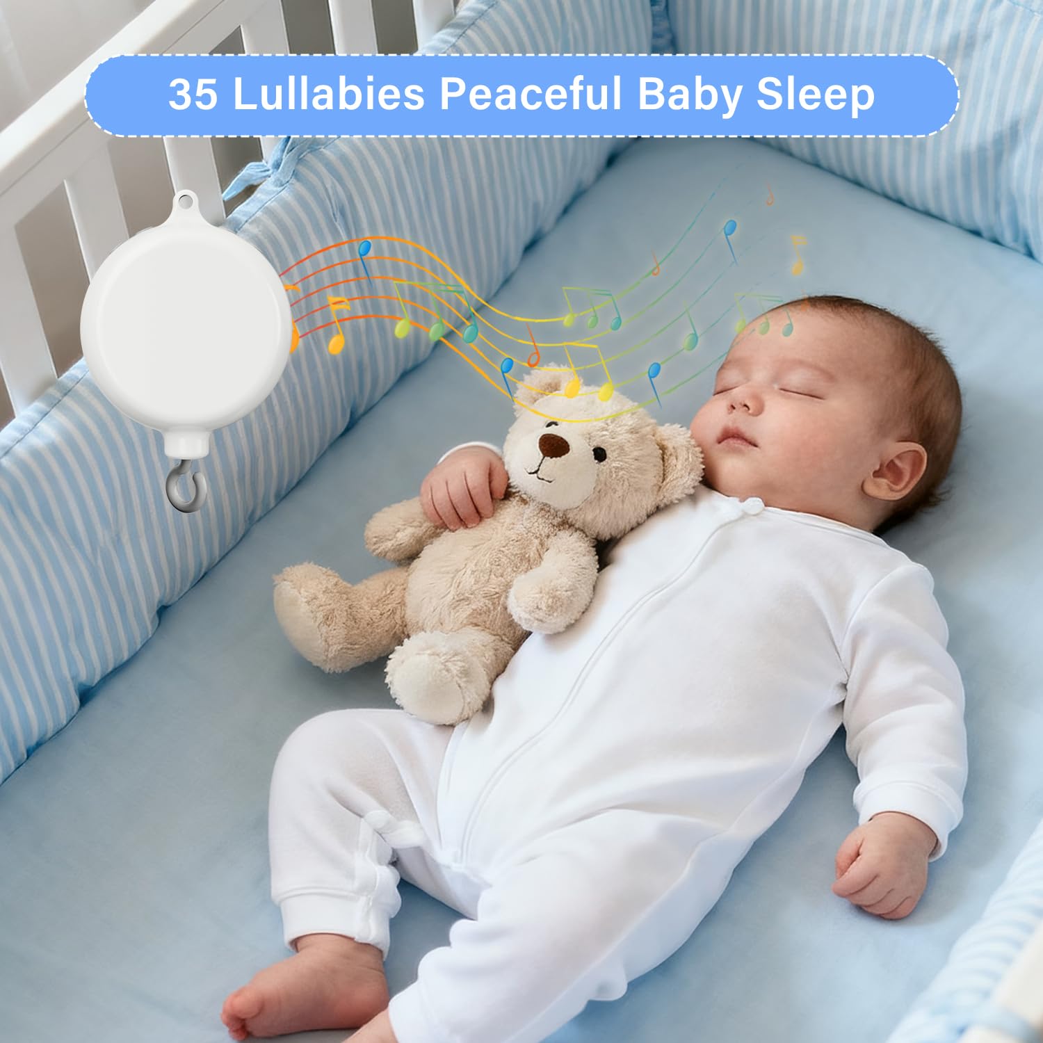Mkcxcol Crib Mobile sun clouds encourages gentle visual tracking during playtime
