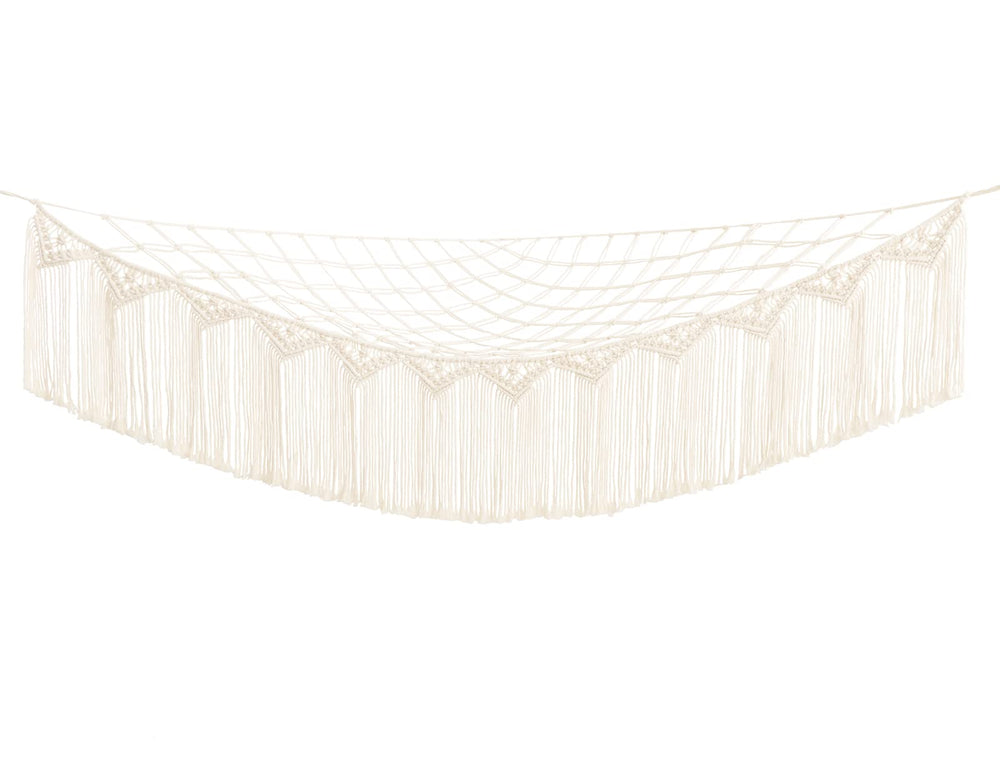 Mkono boho decor tassels elevate room style while organizing toys.