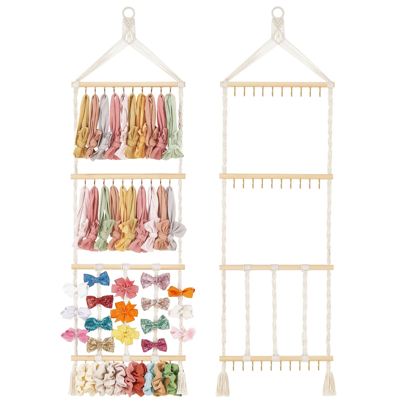Mkono headband holder boho wall-hanger showcases organized hair accessories for quick access.