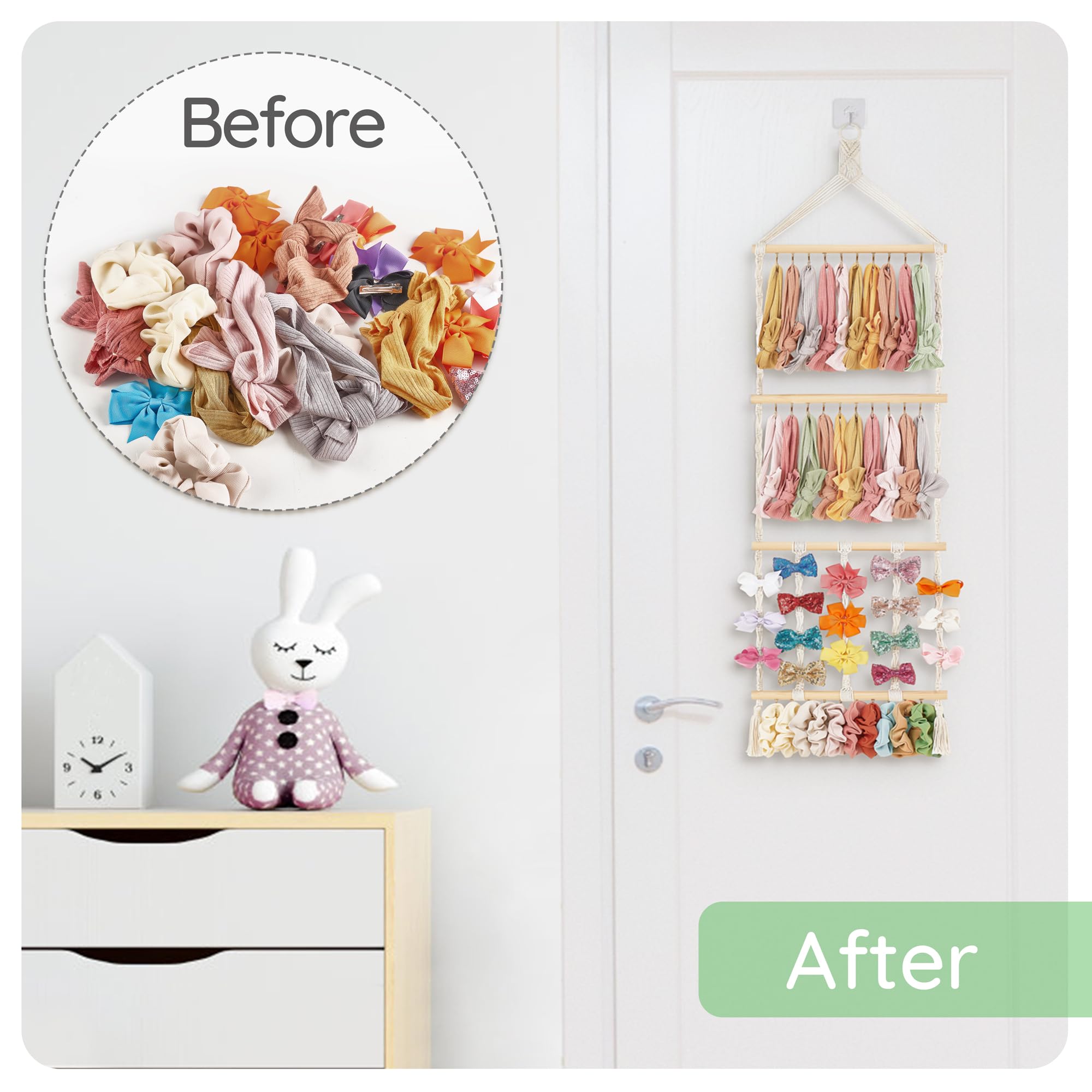 Mkono headband holder easy-assembly installs quickly on wall or door.