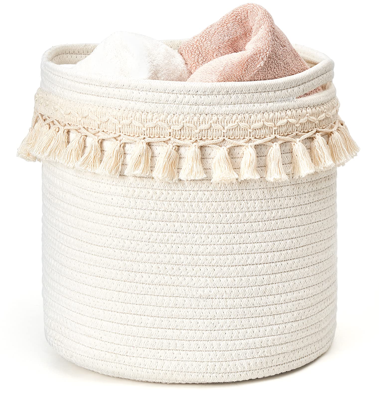 Mkono macrame basket with tassel detail stores toys and blankets