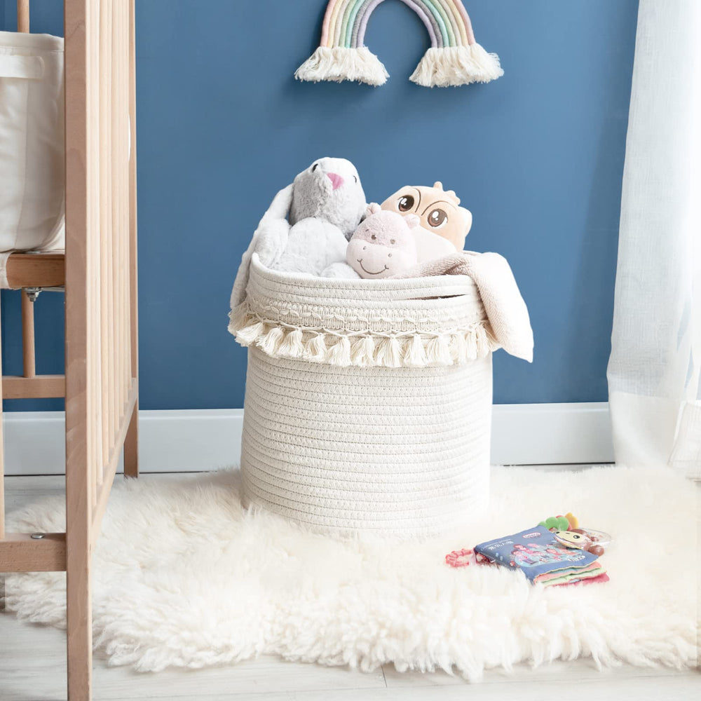Mkono macrame basket close-up highlights tassel and sturdy handles