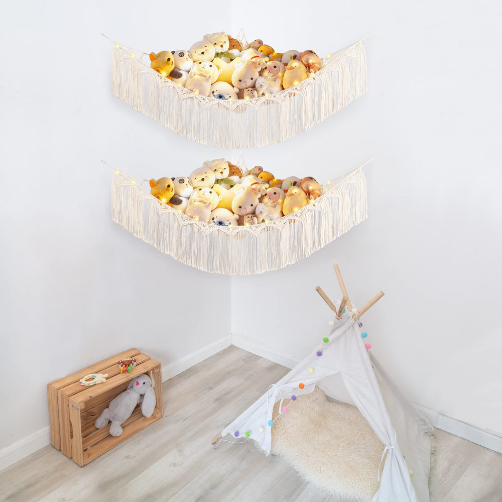 Mkono stuffed animal hammock wall mount assembly demonstrating easy installation