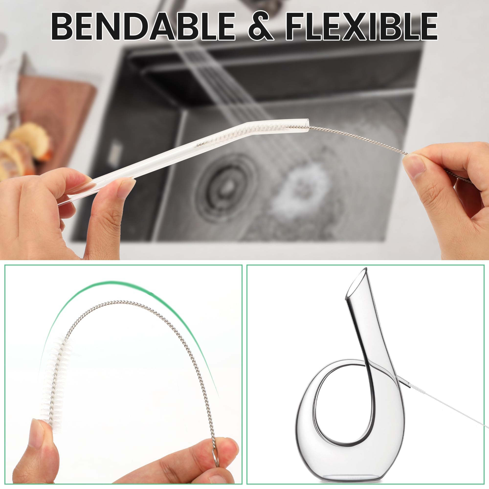 M.K ZIZZYPOP straw cleaner brush wide usage cleans straws bottles and narrow-neck containers